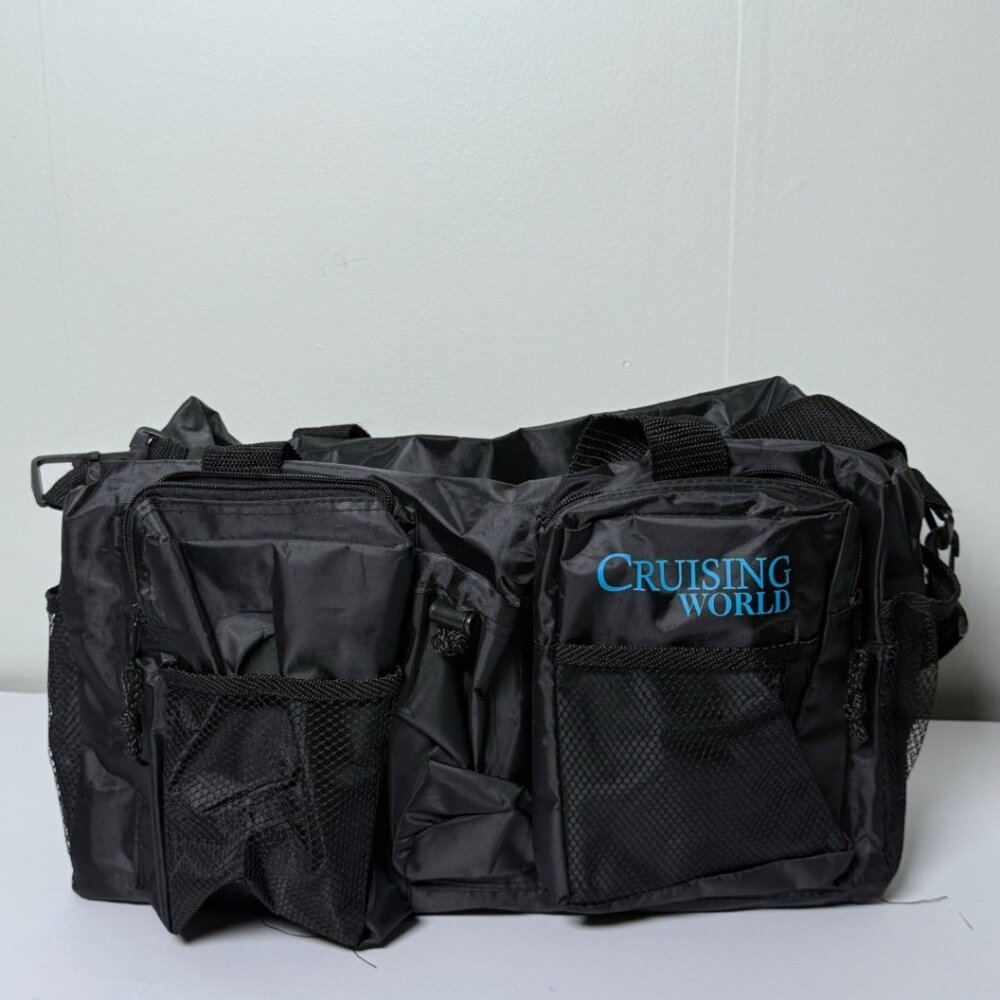 Vintage Cruising World Multi Pocket Black Tote Travel Duffel Bag Promotional